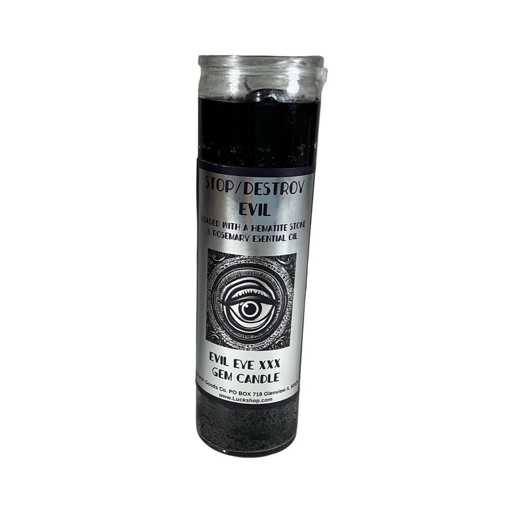 7 Day Stop/Destroy Evil (Evil Eye) "Gemstone" Candle (Hematite)